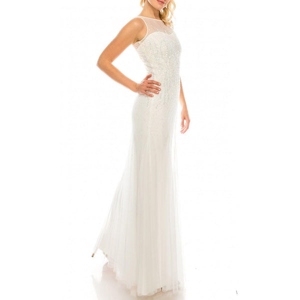 Adrianna Papell Sleeveless Beaded Illusion Dress Adinas Bridal